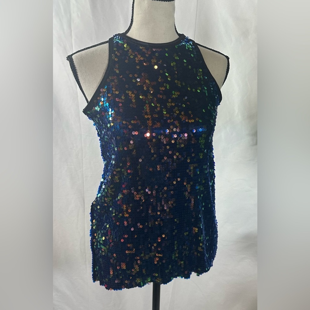 Balera Navy Sequin Tank Top - Picture 9 of 10
